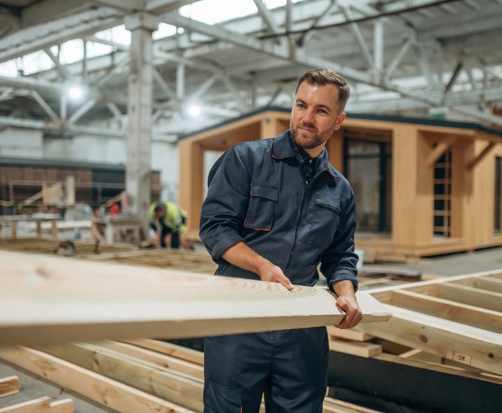 Commercial carpenter working on a large building site