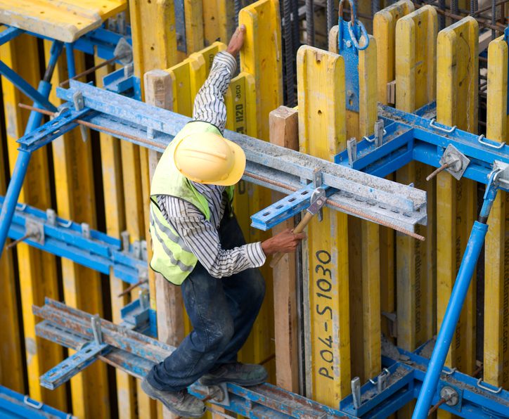 Formwork carpenter preparing formwork for a concrete pour